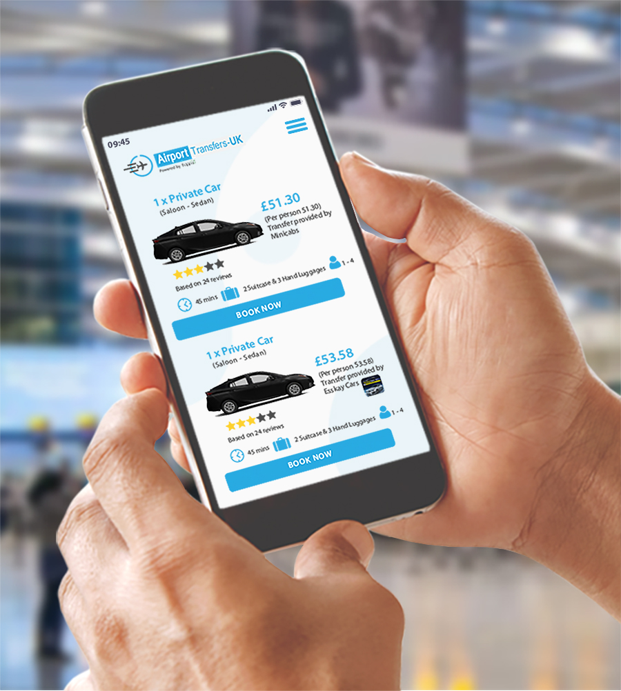 Booking an airport transfer on mobile phone